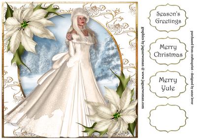 White Poinsettia Winter Beauty 8x8 Quick Topper
