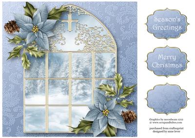 The Winter Window & Blue Poinsettias 8x8 Quick Topper