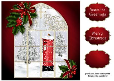 The Winter Window & Snowy Postbox 8x8 Quick Topper