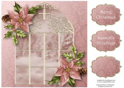 The Winter Window & Pink Poinsettias 8x8 Quick Topper