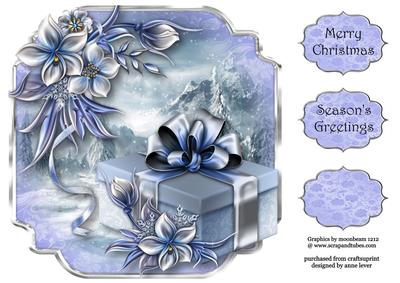 Christmas Gift & Wynter Flowers 8x8 Shaped Topper