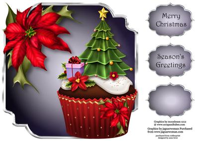 Christmas Cupcake Tree 8x8 Shaped Topper