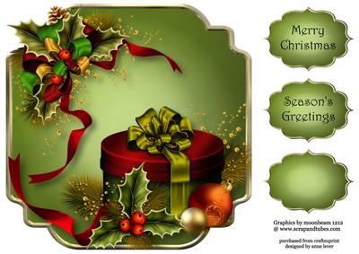 Christmas in Red & Green 8x8 Shaped Topper
