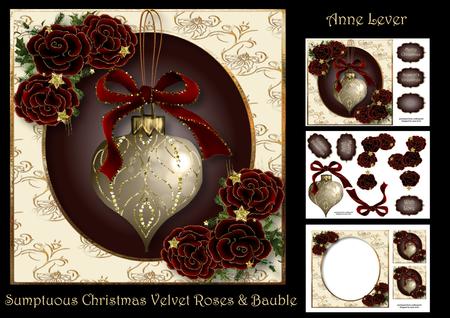 Sumptuous Christmas Velvet Roses & Bauble
