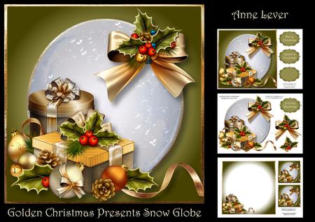 Golden Christmas Presents Snow Globe