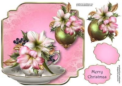 Teacup, Saucer & Festive Amaryllis