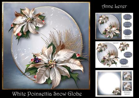 White Poinsettia Snow Globe