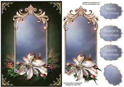 White Poinsettia Christmas Mirror