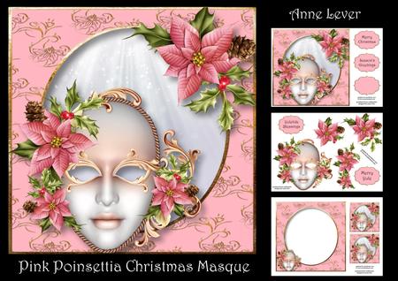 Pink Poinsettia Christmas Masque