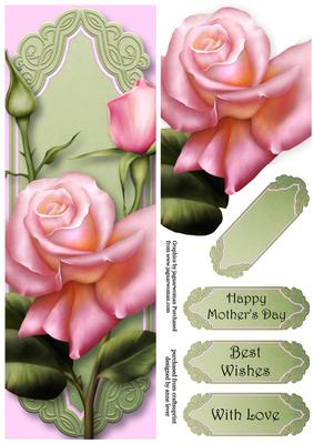 Pink Edwardian Roses Large Dl