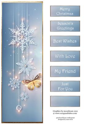 Snowflake Butterfly Christmas or Birthday Large Dl