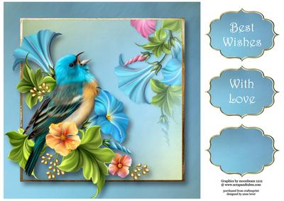 Beautiful Blue Birdsong 8x8 Quick Topper