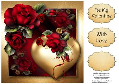 Hearts & Flowers - Red Roses 8x8 Quick Topper