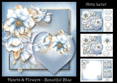 Hearts & Flowers - Beautiful Blue