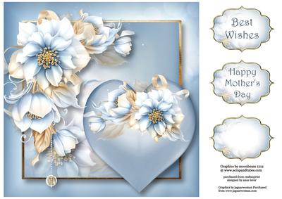 Hearts & Flowers - Beautiful Blue 8x8 Quick Topper