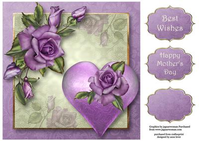 Hearts & Flowers - Heritage Roses 8x8 Quick Topper