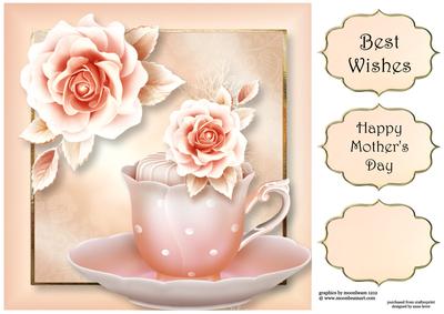 In the Pink - Rose Cup Cake 8x8 Quick Topper