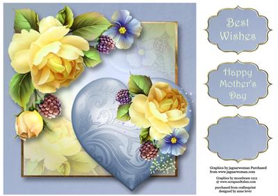 Hearts & Flowers - Yellow Roses 8x8 Quick Topper