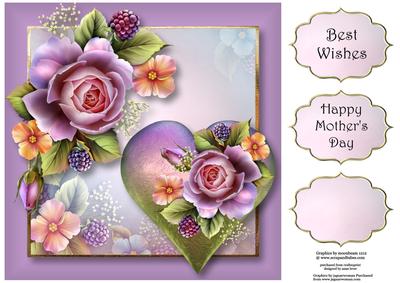 Hearts & Flowers - English Roses 8x8 Quick Topper