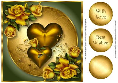 Hearts of Gold 8x8 Quick Topper