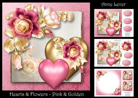 Hearts & Flowers - Pink & Golden