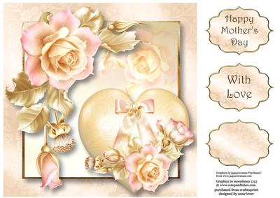 Hearts & Flowers - Pale Pink & Gold 8x8 Quick Topper