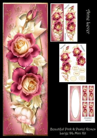Beautiful Pink & Pastel Roses Large Dl Mini Kit