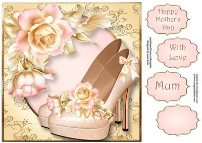 Gorgeous Pale Pink Shoes & Roses 8x8 Quick Topper