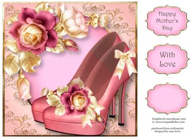 Gorgeous Pink Shoes & Roses 8x8 Quick Topper