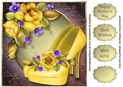 Gorgeous Yellow Shoes & Roses 8x8 Quick Topper