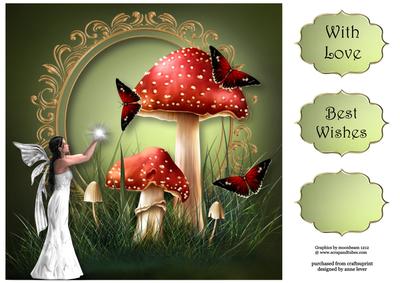 Mystical Mushroom Flutters 8x8 Quick Topper