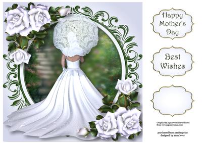 Parasol & White Roses 8x8 Quick Topper
