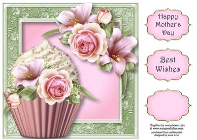 Roses & Lilies Cupcake 8x8 Quick Topper