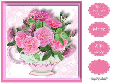 Pink Flowers for Mum 8x8 Quick Topper
