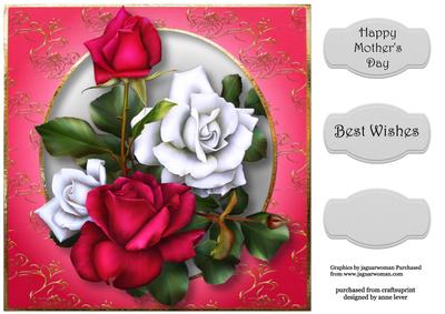 Beautiful Pink & White Roses 8x8 Quick Topper