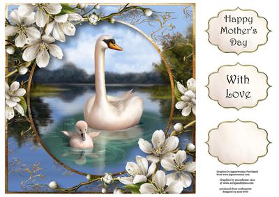 Mother & Baby Swan 8x8 Quick Topper