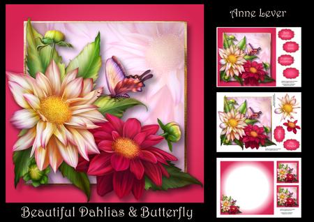Beautiful Dahlias & Butterfly