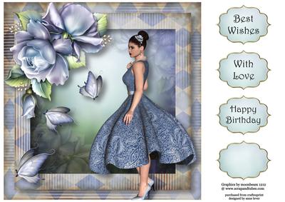 Floral & Flutters - Blue Beauty 8x8 Quick Topper