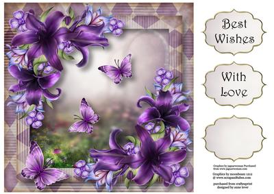 Floral & Flutters - Purple Lilies 8x8 Quick Topper