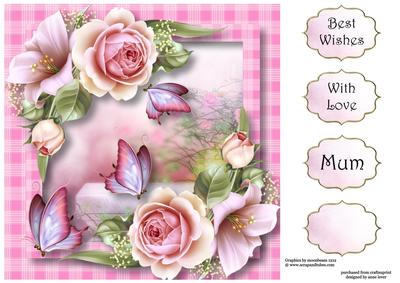 Floral & Flutters - Roses & Lilies 8x8 Quick Topper
