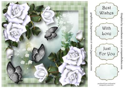 Floral & Flutters - White Roses 8x8 Quick Topper