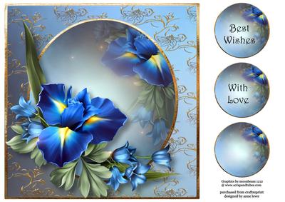 Beautiful Blue Iris 8x8 Quick Topper