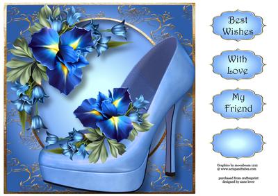 Floral Shoes - Beautiful Blue Iris 8x8 Quick Topper