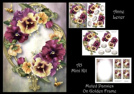 Muted Pansies on Golden Frame