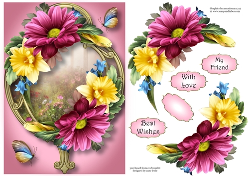 Chrysanthemum Spring On Golden Frame A5