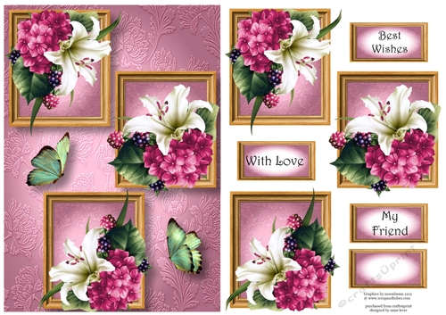 Pink Lily Bouquet Frame Trio
