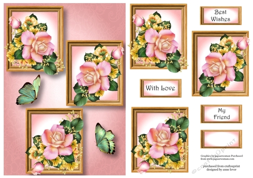 Pink & Yellow Flowers Frame Trio