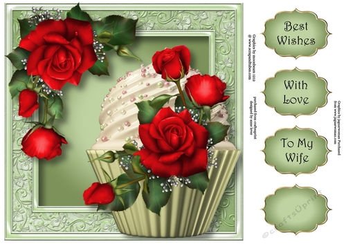 Red Rose Cupcake 8x8