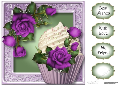 Purple Roses Cupcake 8x8