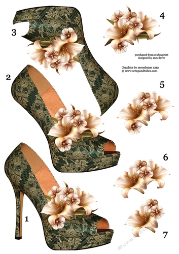 Stunning Shoe & Ivory Lilies Decoupage Sheet